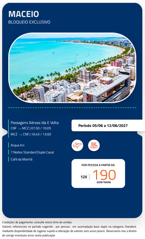 Junho em Maceio (Pacote aéreo)