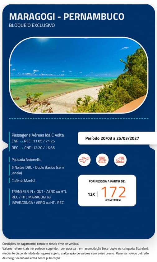 Março em Maragogi (Pacote Aéreo)